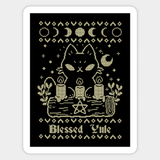 Blessed Yule Black Cat UGLY CHRISTMAS Magnet
